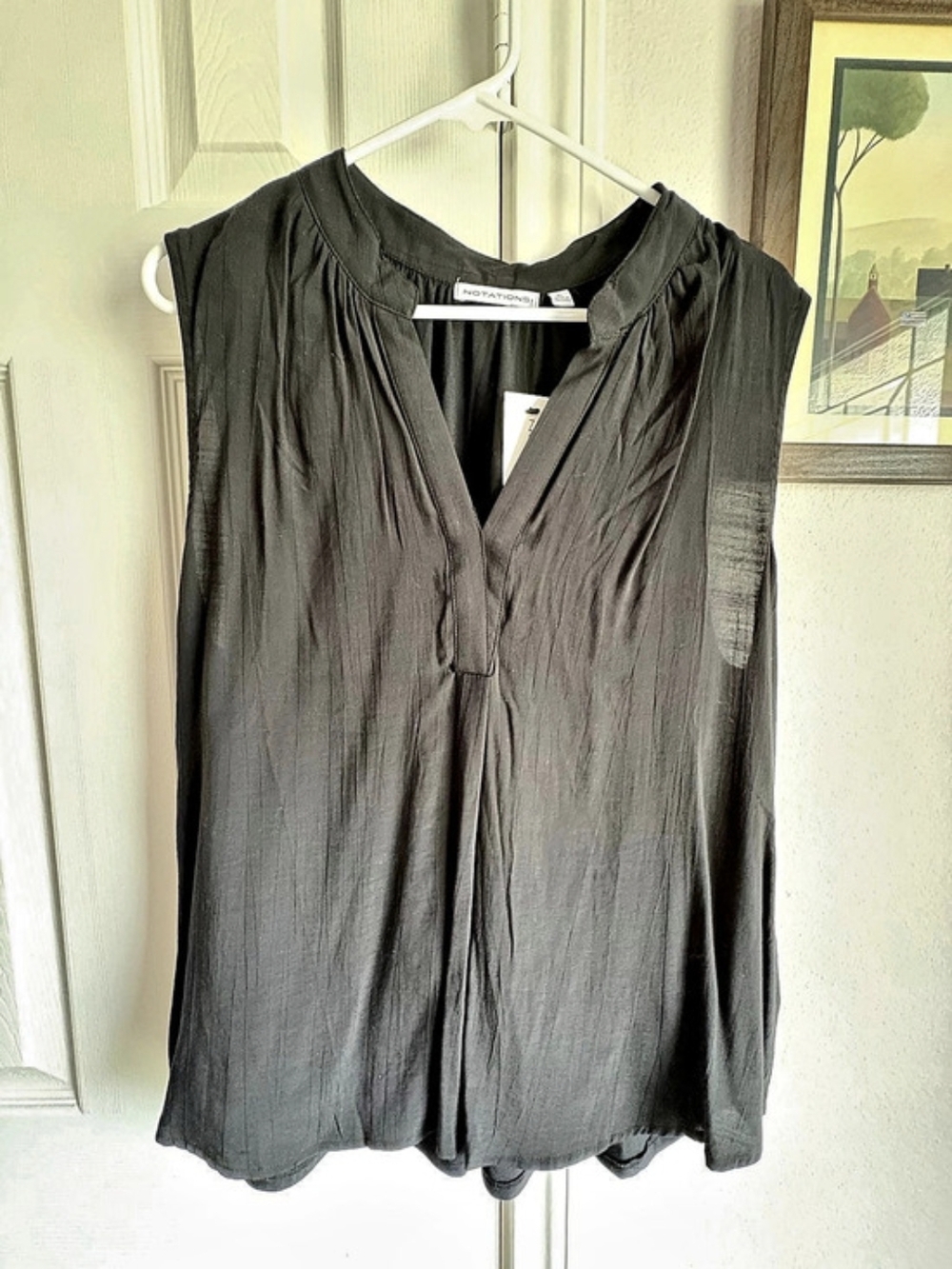 Notations Black Sleeveless Blouse